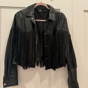 Fringe leather jacket